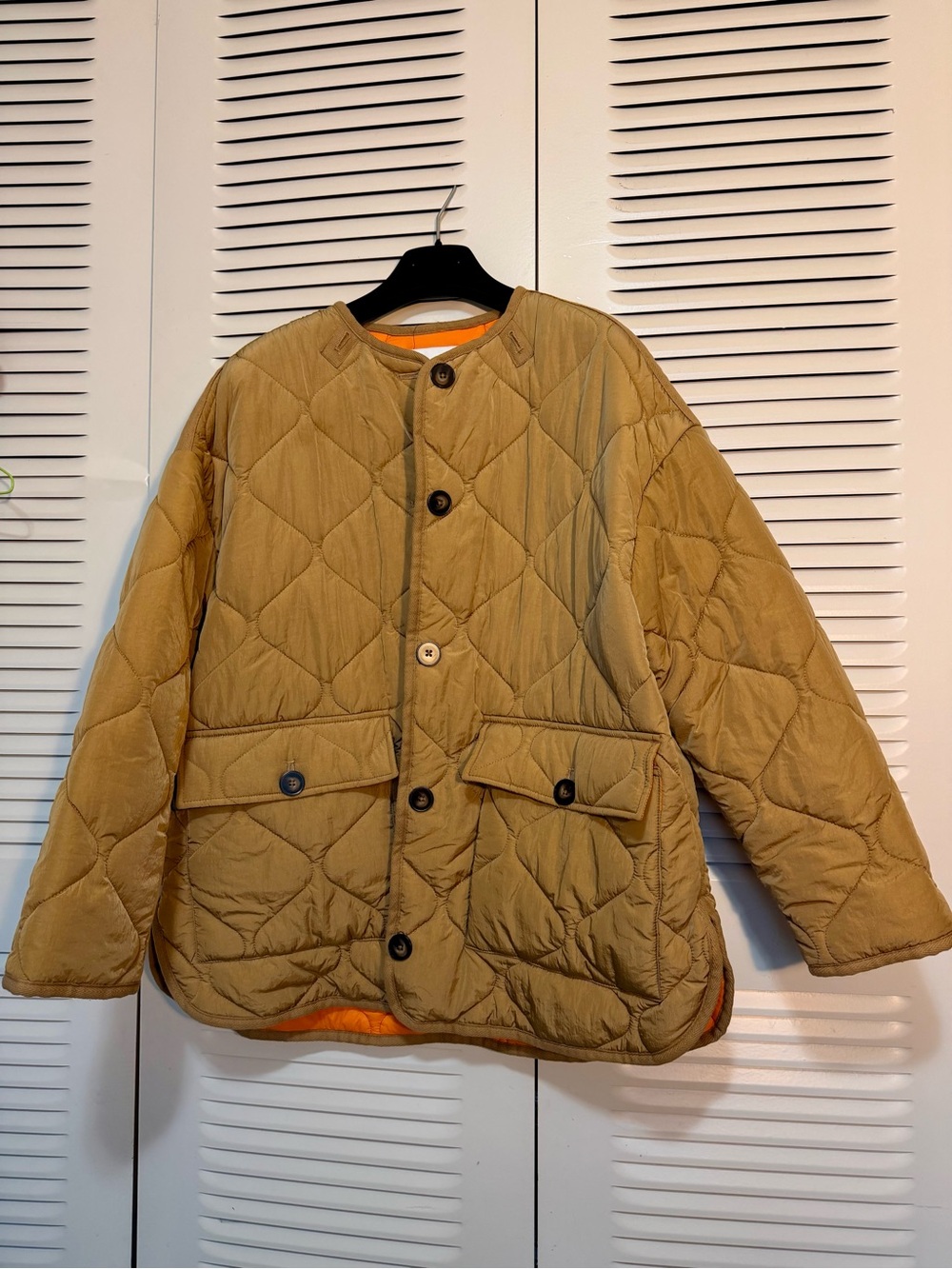 ZARA Orange Quilted Puffer Jacket
